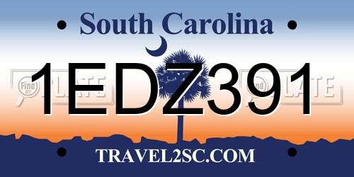 1EDZ391 South Carolina License Plate