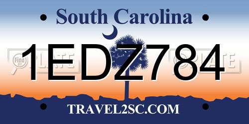 1EDZ784 South Carolina License Plate
