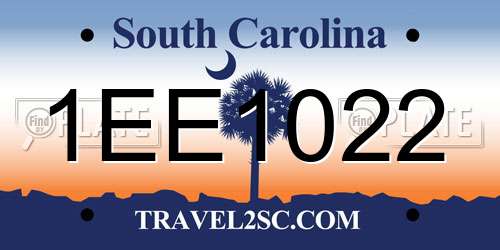 1EE1022 South Carolina License Plate