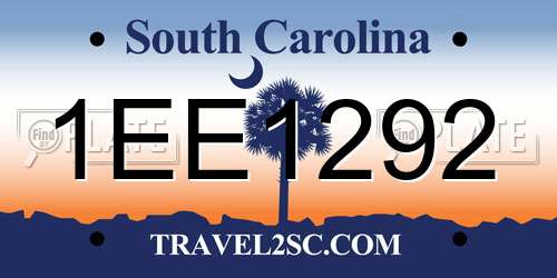 1EE1292 South Carolina License Plate