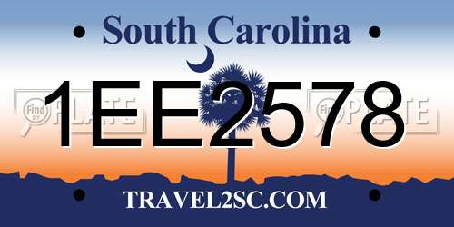 1EE2578 South Carolina License Plate