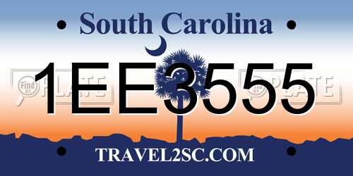 1EE3555 South Carolina License Plate
