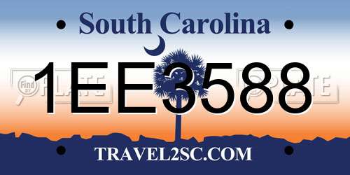 1EE3588 South Carolina License Plate