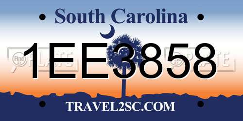 1EE3858 South Carolina License Plate