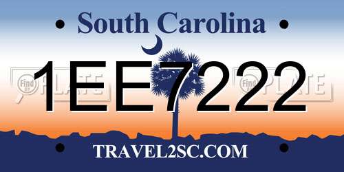 1EE7222 South Carolina License Plate