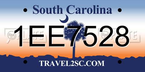 1EE7528 South Carolina License Plate