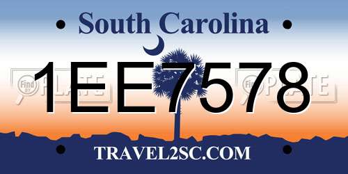 1EE7578 South Carolina License Plate