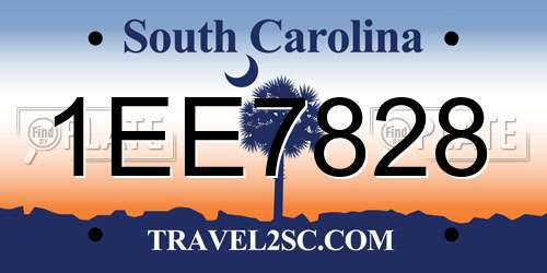 1EE7828 South Carolina License Plate