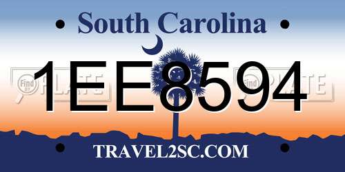 1EE8594 South Carolina License Plate