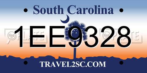 1EE9328 South Carolina License Plate