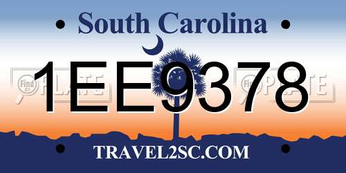 1EE9378 South Carolina License Plate