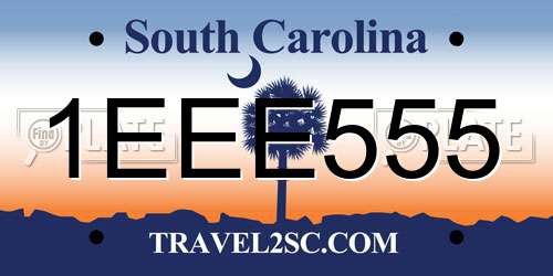 1EEE555 South Carolina License Plate
