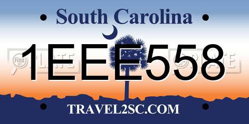 1EEE558 South Carolina License Plate