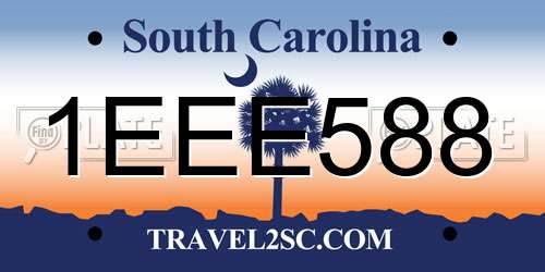 1EEE588 South Carolina License Plate