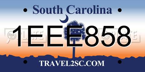 1EEE858 South Carolina License Plate