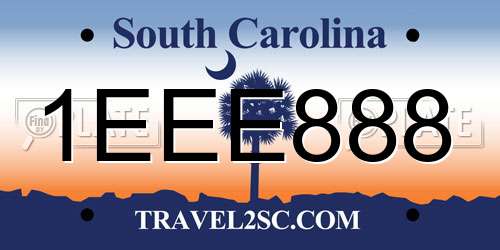 1EEE888 South Carolina License Plate