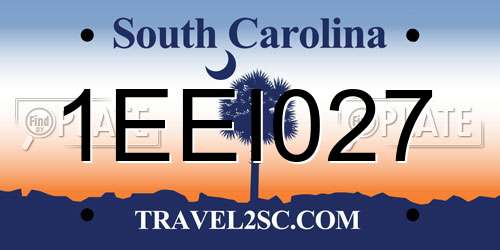 1EEI027 South Carolina License Plate