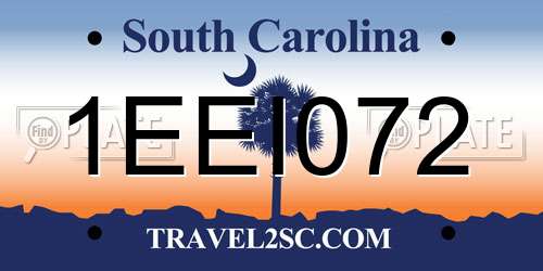 1EEI072 South Carolina License Plate