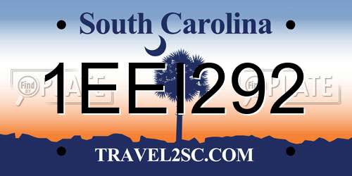 1EEI292 South Carolina License Plate