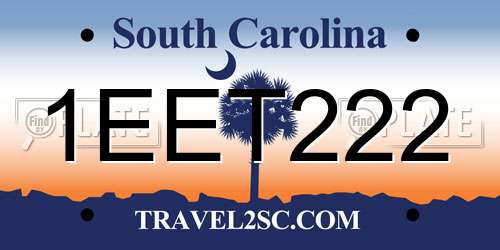 1EET222 South Carolina License Plate