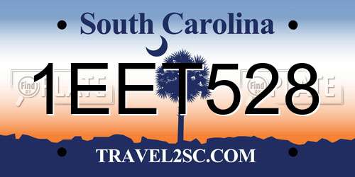 1EET528 South Carolina License Plate