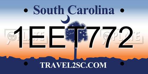 1EET772 South Carolina License Plate