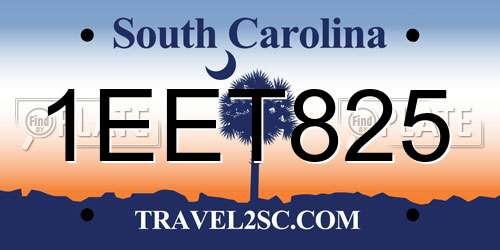 1EET825 South Carolina License Plate