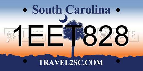 1EET828 South Carolina License Plate