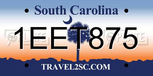 1EET875 South Carolina License Plate
