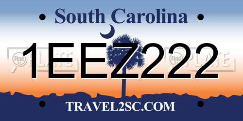 1EEZ222 South Carolina License Plate