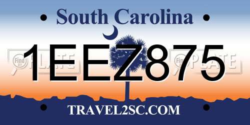 1EEZ875 South Carolina License Plate