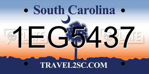 1EG5437 South Carolina License Plate