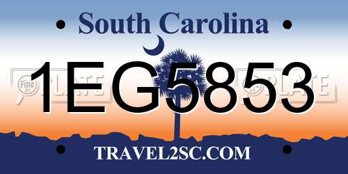 1EG5853 South Carolina License Plate