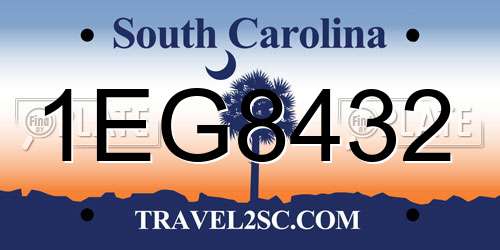 1EG8432 South Carolina License Plate