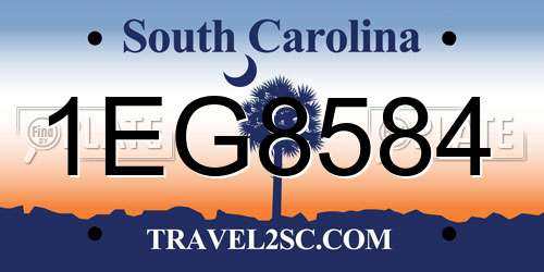 1EG8584 South Carolina License Plate