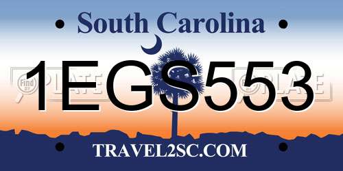 1EGS553 South Carolina License Plate