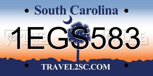1EGS583 South Carolina License Plate