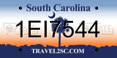 1EI7544 South Carolina License Plate