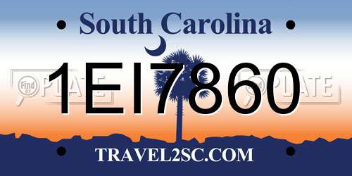 1EI7860 South Carolina License Plate