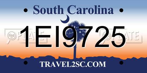 1EI9725 South Carolina License Plate