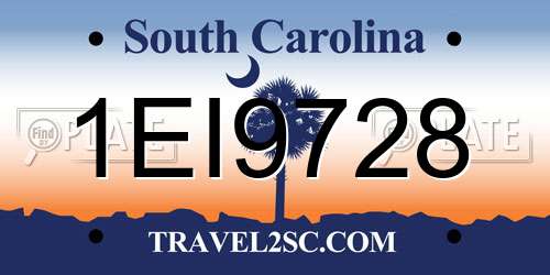 1EI9728 South Carolina License Plate