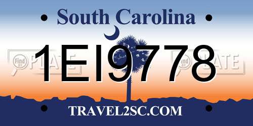 1EI9778 South Carolina License Plate