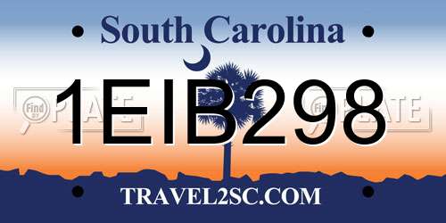 1EIB298 South Carolina License Plate