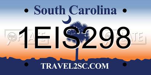 1EIS298 South Carolina License Plate