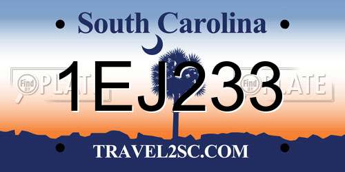 1EJ233 South Carolina License Plate