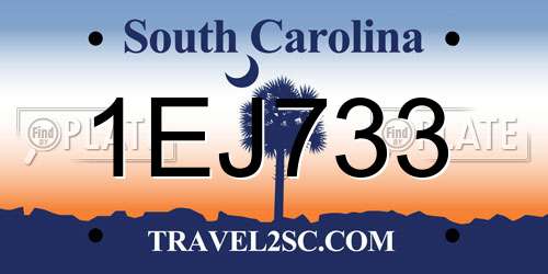1EJ733 South Carolina License Plate