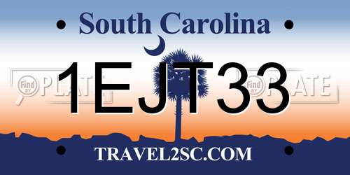 1EJT33 South Carolina License Plate