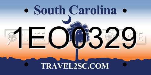 1EO0329 South Carolina License Plate