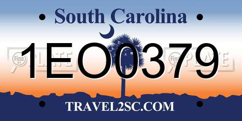 1EO0379 South Carolina License Plate