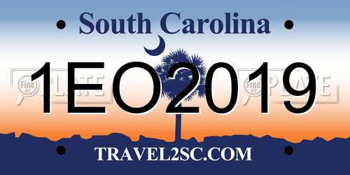 1EO2019 South Carolina License Plate